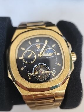 Lige Gold Automatic Men’s Watch with Black Dial